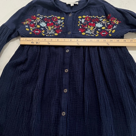 Dark Blue Textured Button-Up dresses - Picture 5 of 7